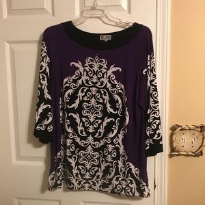 Purple, Black, & White Paisley Beaded Top